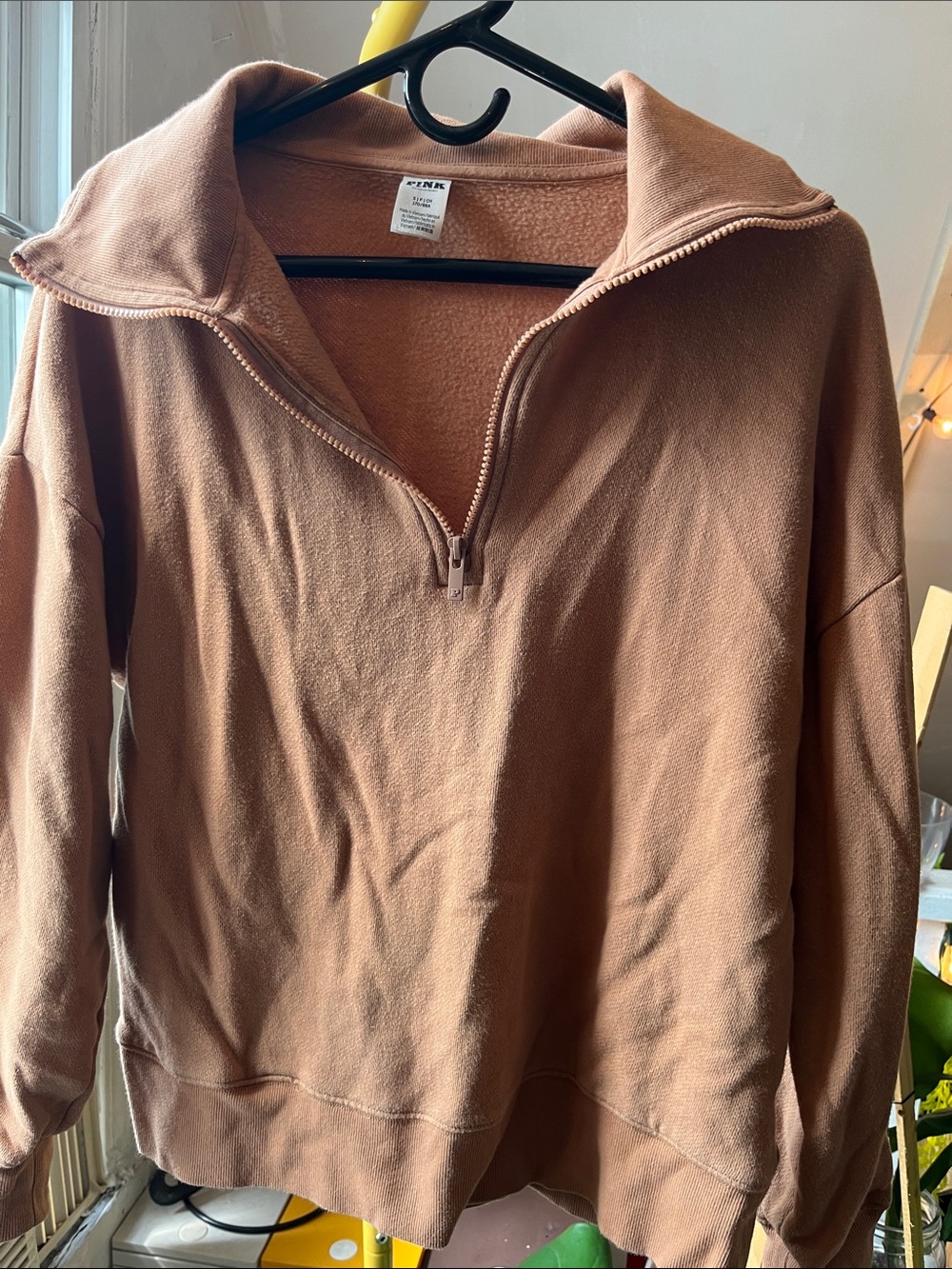 PINK Victoria's Secret Half-Zip Cowl Neck Sweater - Rust
